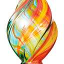 LUJII Ice Cream Shaped Spiral Hummingbird Feeder for Outdoors Hanging, Hand Blown Glass, 28 fl.oz, Leak Proof & Rustproof, Includes an Ant Moat, Unique Garden, Outside & Backyard Decor (Ribbon)