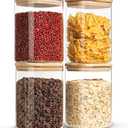 ComSaf Glass Storage Containers with Lids, 37fl.oz Glass Jars with Lids, Clear Food Storage Jar, Glass Canister for Pantry Cookie Flour Cereal Rice Sugar Tea Coffee Beans Spice, Square Set of 4