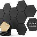 12 Pack Acoustic Panels Sound Absorbing, Self Adhesive Sound Proof Panels, Hexagon High Density Sound Deadening Panels, 12"X10"X0.4" Wall Decor for Bedroom,Home,Studio,Office(Black)