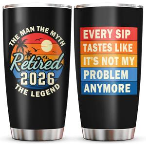 Retirement Gifts for Men 2026 Tumbler 20oz, Retired/Going Away/Leaving Gifts for Men/Dad/Coworker/Teacher, Happy Retirement Party Decorations Black Cup