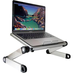 WorkEZ Light Adjustable Height Laptop Stand for Desk, Ergonomic Laptop Holder, Foldable Computer Stand, Cooling Computer Holder Notebook Riser for Desk, Silver