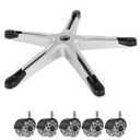 Frassie 28 Inch Gaming Chair Base Replacement with 5 Casters, Heavy Duty Desk Office Chair Swivel Base Part (Grey)