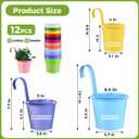 12 Pack Balcony Planters Railing Hanging, Colorful Railing Planter 5.2 Inches Plant Pots with Drainage Holes Hanging Plant Holder Indoor Hanging Planters