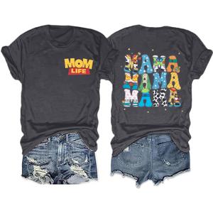 Mama Shirt for Women Mom Life T Shirt Mothers Day Tops Mom Birthday Crewneck Short Sleeve Tops (Gray, M)