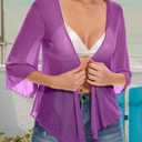 Women's Short Cardigan Bolero Shrug Sheer Tie Front Top 3/4 Sleeve Jacket for Dress (M)