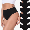 Cotton Thongs for Women High Waisted Seamless No Show Thong Stretchy Comfort Panties, XL, 4 pcs