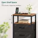 Huuger Nightstand with Charging Station, 27.6 Inch End Table Bedside Table with USB Ports and Outlets, Fabric Drawers, Night Stand for Bedroom, Rustic Brown and Black, 11.8"D x 15.7"W x 27.6"H