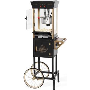 Nostalgia Popcorn Maker Machine - Professional Cart With 8 Oz Kettle Makes Up to 32 Cups - Vintage Popcorn Machine Movie Theater Style - Black