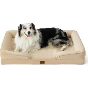 Bedsure Orthopedic Dog Bed for Extra Large Dogs - XL Washable Dog Sofa Beds Large, Supportive Foam Pet Couch Bed with Removable Washable Cover, Waterproof Lining and Nonskid Bottom, Light Khaki