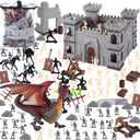 LovesTown 241PCS Medieval Dragon Toy Set, Assembled Castle Toys Knight Warrior Figures Medieval Knights for Kids Birthday