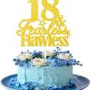 18th Birthday Cake Topper Happy 18th Birthday Party Decorations Gold Glitter 18 & Fearless Flawless Theme Cake Topper 18th Birthday Cake Decor for Girls & Boys