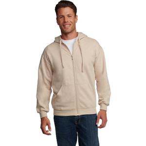 Fruit of the Loom Unisex Adult EverSoft Fleece Full Zip Hoodie Sweatshirt (Medium, Khaki Heather Full Zip)