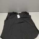 AIMCOO Women's Split V Neck Cap Sleeve Tops Frill Trim Elegant Work Office Blouse Shirts Size M