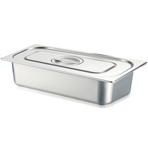 1 Pack 1/3 Size Hotel Pan with Lid, 3.6 Inch Deep Stainless Steel Steam Table Pan Serving Pans for Restaurant, Kitchen, Party, Hotel, Food Buffet Event