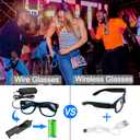 YouRfocus Wireless Led Light up Glasses Glow in the Dark for Rave Party, EDM (Blue)