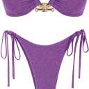 ZAFUL Bikini Sets for Women Strapless Top Sexy High Cut Bathing Suit Bandeau Two Piece Swimsuit String Beach Swim Suit 2026, Small