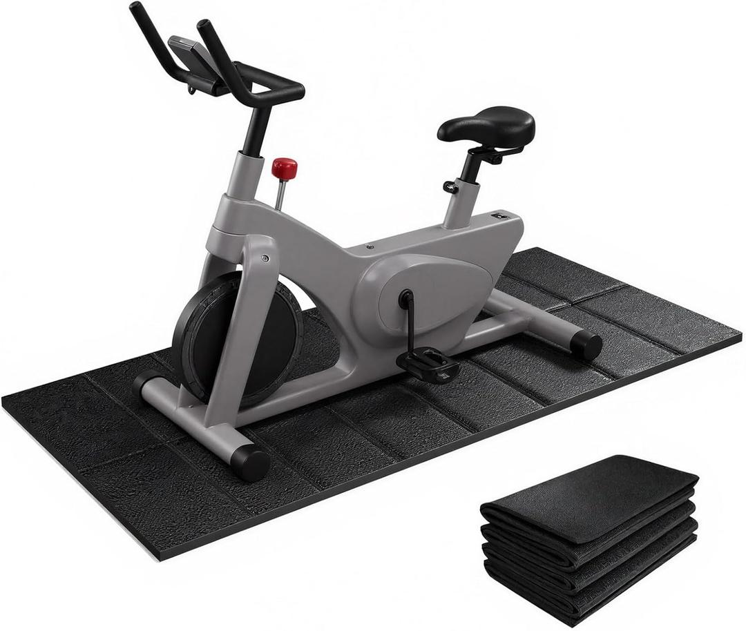Stepwaver Bike Mat Compatible with Peloton Bike Trainer Mat Non-Slip Shock Absorbing Gym Floor Mat to Protect Hardwood & Carpets, Mat for Exercise Bike,Exercise Equipment Indoor Cycles (63"x30")