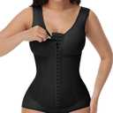 SHAPSHE Fajas Body Shaper Colombianas Moldeadoras Triple-Abdominal Compression Breathe-Easy Faja with Zero-Pressure Bra (Black, L)