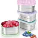 8oz Small (1 CUP) Stainless Steel Snack Containers for Kids and Toddlers (Ages 1-3) | Easy Open Leak Proof Food Containers with Silicone Lids - Perfect Metal Lunch Box for Daycare and School