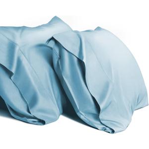 WishSmile Cooling Queen Pillowcases Set of 2 Breathable Cool Silky Soft Rayon Derived from Bamboo Fabric, Moisture Wicking for Hot Sleepers, Hair and Skin Friendly, Light Blue, 2 Pack, 20x30IN