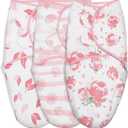 GLLQUEN BABY Girl Swaddles 0-3 Months - 3 Pack Baby Swaddles Sack for Newborn, Infant Sleep Sack, Easy Swaddling Wrap, A Pink Floral, Nursery Swaddle Blankets Essentials