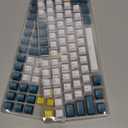 Happy Balls PBT Doubleshot Keycaps OEM Profile Custom Cherry MX Keyset for 61 63 64 66 68 84 87 96 100 104 108 MX Switches Mechanical Keyboards(Merlin Keyset) (White Cyan and Yellow)