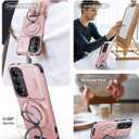 JAME for Samsung Galaxy S26 Case, Ring Holder Stand Kickstand, Slide Camera Cover with Screen Protector, Dual-Layer Shockproof Protective, Magnetic Accessory Friendly Galaxy S26 Phone Case, Pink