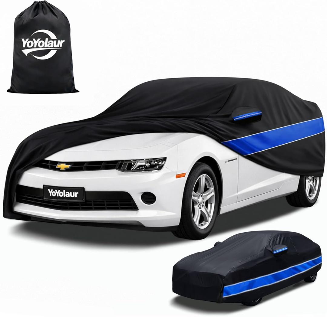 Car Cover Custom Fit Chevy Camaro,10-Layer Car Cover Waterproof All Weather,Full Exterior Cover with Cotton Lining,Sun Rain UV Dust Snow Protection with Door Zipper,Fit for Chevy Camaro 2010-2025