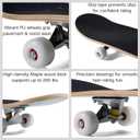 Skateboard for Beginners, Standard Complete Skateboard 31 Inch Double Kick Concave Deck with 7 Layer Maple Wood, Smooth Wheels & Bearings