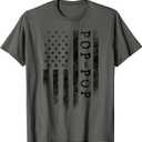 Pop-Pop Patriotic American USA Flag Father's Day Poppop T-Shirt (Gray, L)