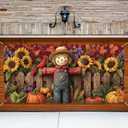 6x13ft Fall Harvest Garage Door Banner Scarecrow Sunflowers Pumpkins Corn Fence Rustic Farmhouse Wall Mural Outdoor Indoor Photo Background Decor Seasonal Party Decorations