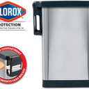 Glad Slim Trash Can with Clorox Odor Protection - Narrow Kitchen Garbage Bin with Soft Close Lid, Step On Foot Pedal and Waste Bag Roll Holder, Stainless Steel, 12 Gallon/45 Liter