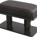 JEYODA Car Armrest Pad, Left Elbow Support, General Leather Booster Pad, Central Armrest Box, Adjustable Armrest (Black red line)