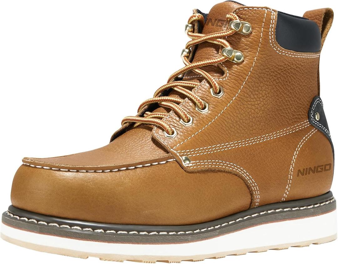 HISEA NINGO Work Boots for Men Steel/Soft Toe Boots, 6 Waterproof Slip Resistant Industrial & Construction Work Boots, Composite Toe Working Boots (11.5)