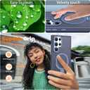 Compatible with Samsung Galaxy S23 Ultra Case with Magnetic Ring Stand, Military Drop Protection, Anti-Scratch/Anti-Fingerprint Translucent Matte Case for S23 Ultra (Dark Blue)