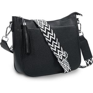 Crossbody Purse For Women, Vegan Leather Medium Crossbody Bag, Women's Crossbody Handbags For Travel With Tassel (Black)