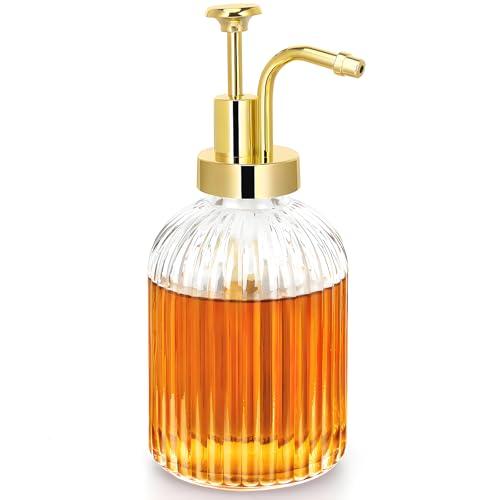 TIWPAJS Glass Coffee Syrup Dispenser 10oz, Syrup Bottles with Ribbed Design, Gold Syrup Pump, Coffee Bar Accessories, Honey Dispenser TIWPAJS Glass Coffee Syrup Dispenser 10oz, Syrup Bottles with Ribbed Design, Gold Syrup Pump, Coffee Bar Accessories, Honey Dispenser