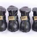 PIHAPPY Warm Winter Little Pet Dog Boots Skidproof Soft Snow Play Anti-Slip Sole Paw Protectors Small Puppy Shoes 4PCS (L, Black)