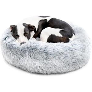 Barkbox Dog Bed, 2-in-1 Memory Foam Donut Cuddler Dog and Cat Bed, Calming Orthopedic Joint Relief Fur Crate Lounger for Pets, Machine Washable + Removable Cover, Waterproof Lining, Includes Toy