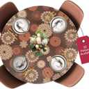 Covers For The Home Deluxe Elastic Edged Flannel Backed Vinyl Fitted Table Cover - Medallion Pattern - Large Round Oblong Oval - Fits Tables up to 45" - 56" Diameter