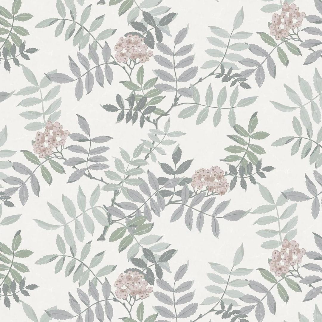 3 x Ismoon Vintage Peel and Stick Wallpaper Floral Removable Wallpaper Boho Grey Contact Paper Sage Green Leaf Self Adhesive Decorative Wall Paper for Bathroom Cabinets Decor Vinyl 16.1inx78.7in (White)