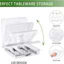 Utensil Holder for Countertop with Lid, Plastic Silverware Tray for Drawer, 5 Compartments Flatware Organizer, Transparent