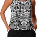 Summer Mae Blouson Women's Tankini Swimsuits Tummy Control Modest 2026 Two Piece with Sporty Pockets Bathing Suits (Black) 18 Plus