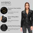 Olivia Miller Women's Fashion Faux Leather Biker Jacket Rivet Lapel Shaping Moto Outerwear (Black)