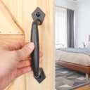 Rustic Barn Door Handle, 8" Heavy Duty Large Design Barn Pull Handle, for DIY Sliding Barn Door, Gate, Shed, Garage | Round Solid Metal Material, Matte Black Finish