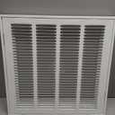 EZ-FLO 16 x 16 Inch (Duct Opening) Return Air Vent Cover for Wall or Ceiling, Solid Steel Return Air Filter Grille, HVAC Vent Cover, White, 61654