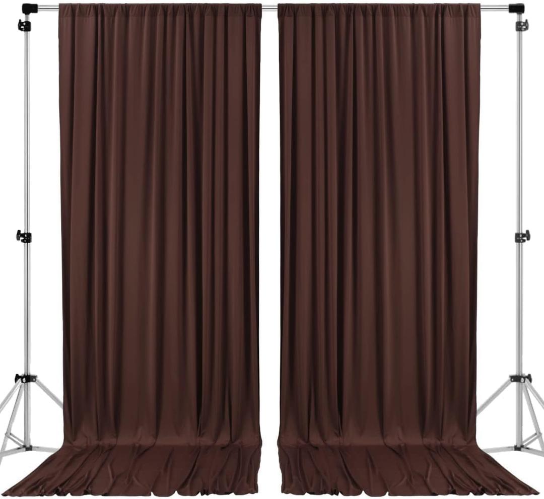 AK TRADING CO. 10 feet x 10 feet Brown IFR Polyester Backdrop Drapes Curtains Panels with Rod Pockets - Wedding Ceremony Party Home Window Decorations (60"W x 120"L (Pack of 2))