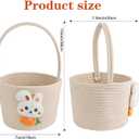 FOIMAS Easter Egg Basket,Easter Bunny Woven Basket for Boys Girls Easter Egg Hunts Game Party Gifts Home School Yard Garden White