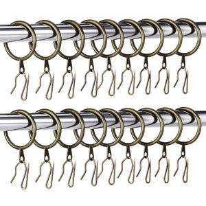 Hotop 60 Pieces 1.26 Inch Metal Drapery Curtain Rings Curtain Hanging Rings and 60 Pieces Metal Drapery Pin Hooks for Drapes Window Door Shower (Oil-Rubbed Bronze)