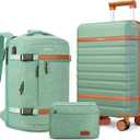 VelayborLuggage Sets 3 Piece with Spinner Wheels, Lightweight PC Hardside Suitcase with TSA Lock & YKK Zippers, 20 Inch Carry On Luggage with Travel Bag for Men and Women, Green